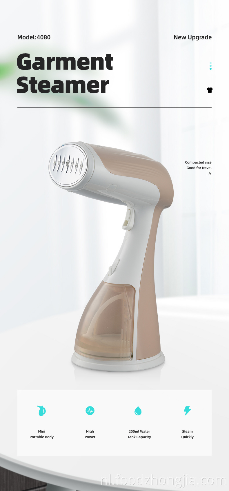 Elektrische draagbare stofkledingstoomboot voor kleding, handheld 330 ml watertankcapaciteit kledingstoomboot